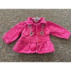 Young Hearts Girls Pink Corduroy Flower Jacket 12M
